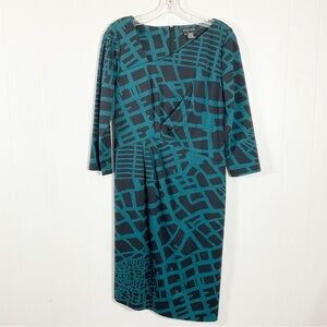 Etcetera size 6 Dress Black & Teal 3/4 Sleeve